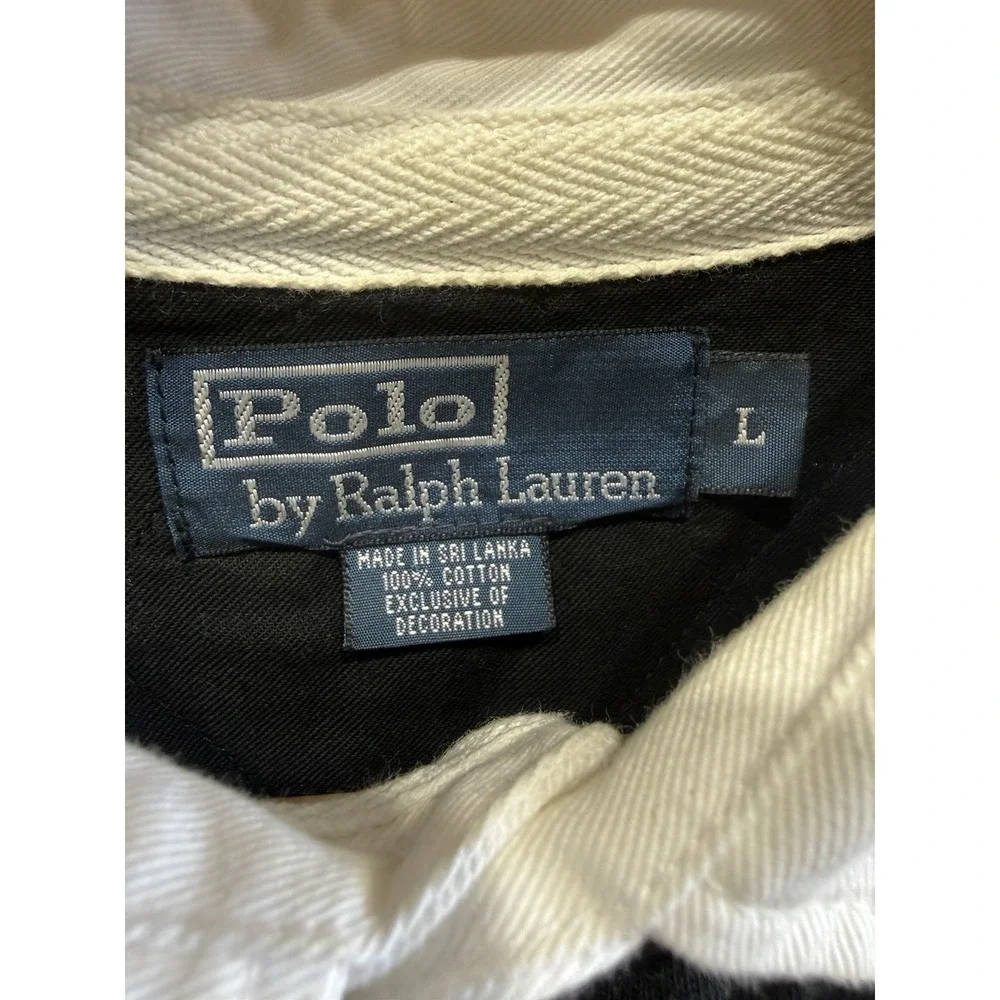 Polo Ralph Lauren Shirt Mens L Rugby Big Pony Long Sleeve Preppy #3 Black Red